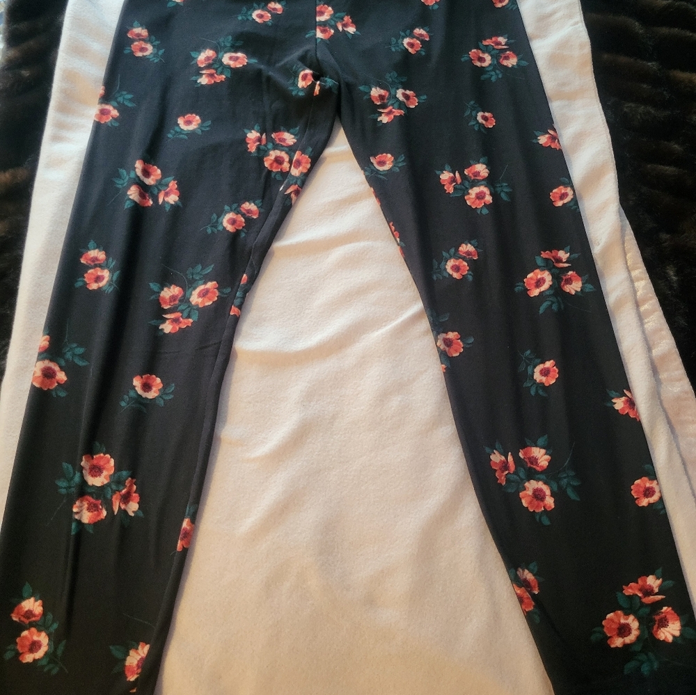 Floral Black Kids Leggings